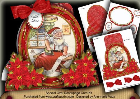 Santa Getting Ready Special Large Oval Card Mini Kit