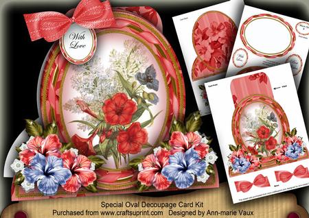 Red Hibiscous Special Large Oval Card Mini Kit