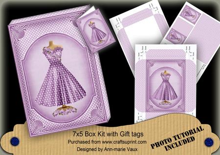 Lilac Dotty Fashion Dress 7x5in Presentation Box