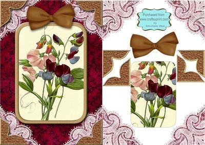 Sweet Peas A5 Decoupage Lace Card Front Step by Step