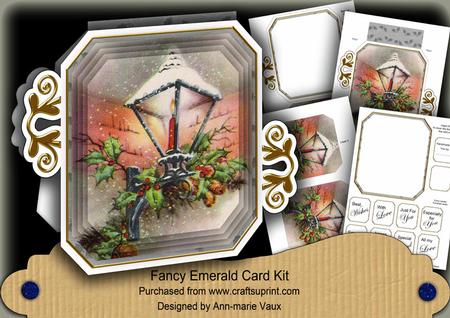 Lantern Silver Fancy Emerald Decoupage Mini Kit