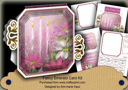 Pink Poinsettia Fancy Emerald Decoupage Mini Kit