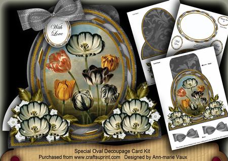 Black Tulips Special Large Oval Card Mini Kit