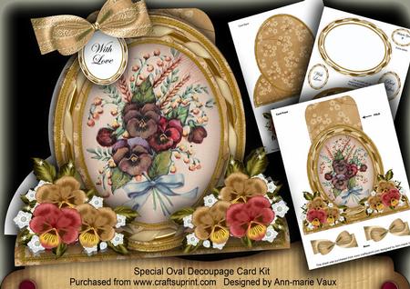 Pansy Bouquet Special Large Oval Card Mini Kit