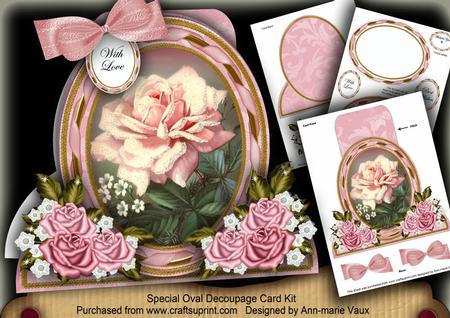 Pink Rose Special Large Oval Card Mini Kit