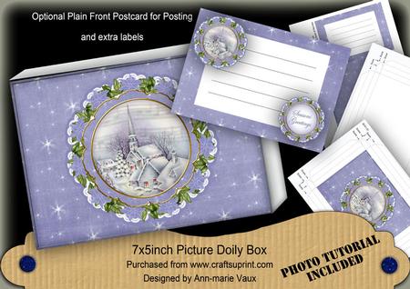 Blue Church Christmas Ddoily 7x5in Presentation Box Mini Kit