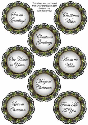Winter Walk Lace Doily Christmas Sentiment Sheet
