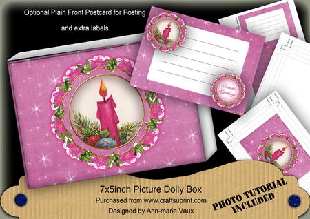 Cerise Candle Christmas Ddoily 7x5in Presentation Box m Kit