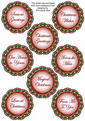 Red Robin Lace Doily Christmas Sentiment Sheet