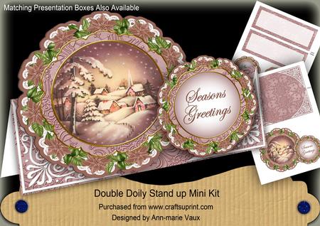 Snowy Village Christmas Double Doily Card Mini Kit