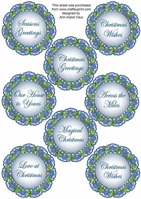 Winter Lady Lace Doily Christmas Sentiment Sheet