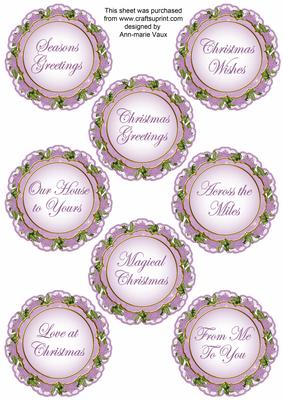 Lilac Snowscene Lace Doily Christmas Sentiment Sheet