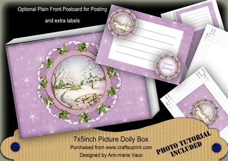 Lilac Snowscene Christmas Ddoily 7x5 Presentation Box m Kit