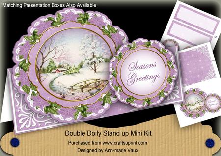Lilac Snowscene Christmas Double Doily Card Mini Kit