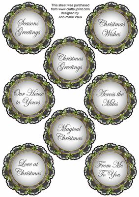 Winter Cabin Lace Doily Christmas Sentiment Sheet