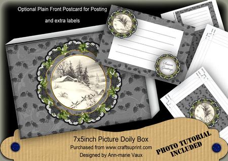 Winter Cabin Christmas Doily 7x5in Presentation Box m Kit