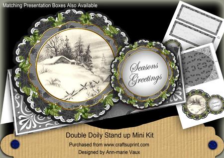 Winter Cabin Christmas Double Doily Card Mini Kit