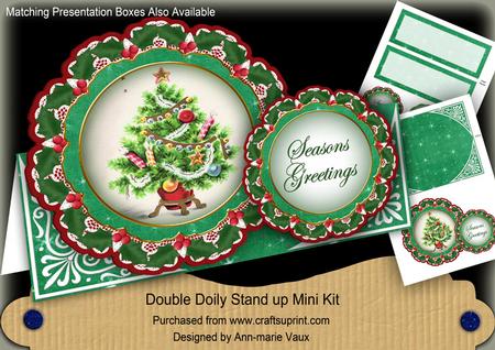 Green Tree Christmas Double Doily Card Mini Kit