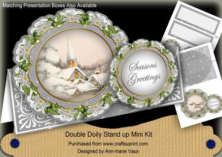 Ice Church Christmas Double Doily Card Mini Kit