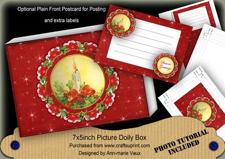 Red Candle Christmas Doily 7x5in Presentation Box m Kit