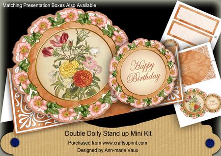 Peach Bouquet2 Floral Double Doily Card Mini Kit