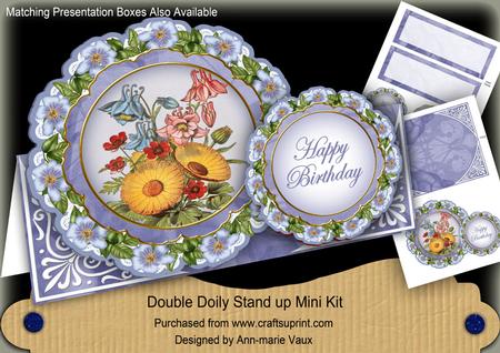 Blue Bouquet4 Floral Double Doily Card Mini Kit