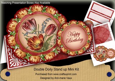 Red Tulips Floral Double Doily Card Mini Kit