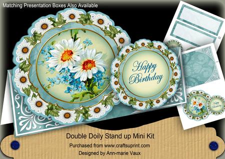 Teal Daisies Floral Double Doily Card Mini Kit