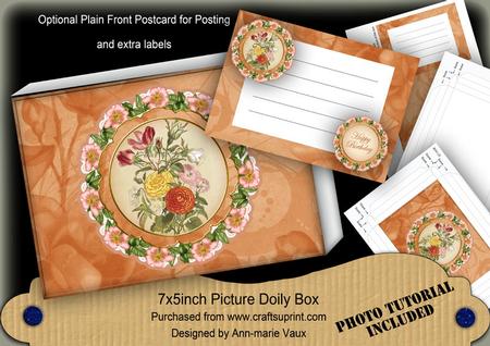 Peach Bouquet2 Doily 7x5in Presentation Box m Kit