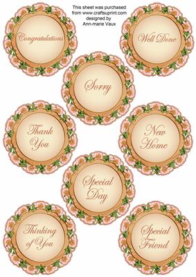 Peach Bouquet2 Doily General Mix Sentiment Sheet