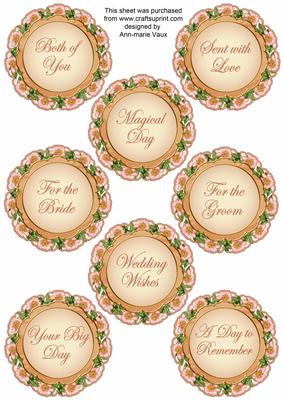 Peach Bouquet2 Doily Wedding Mix Sentiment Sheet