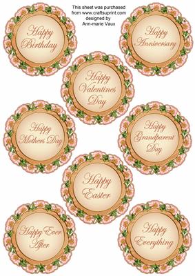 Peach Bouquet2 Doily Happy Everything! Mix Sentiment Sheet