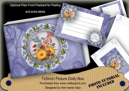 Blue Bouquet4 Doily 7x5in Presentation Box m Kit