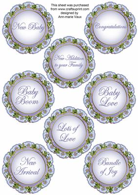 Blue Bouquet4 Doily New Baby Mix Sentiment Sheet