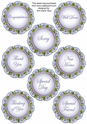 Blue Bouquet4 Doily General Mix Sentiment Sheet