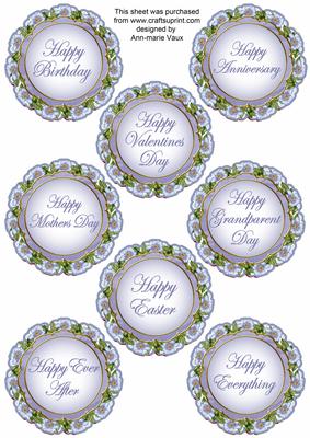 Blue Bouquet4 Doily Happy Everything! Mix Sentiment Sheet