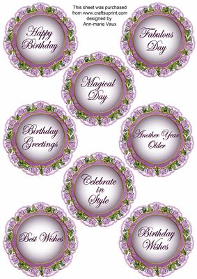 Lilac Bouquet Doily Birthday Mix Sentiment Sheet