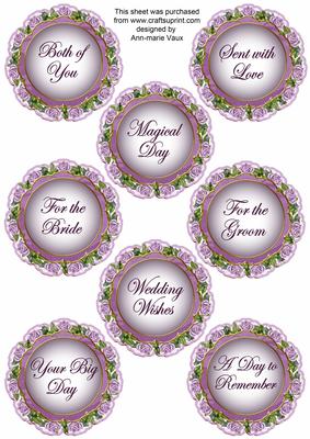 Lilac Bouquet Doily Wedding Mix Sentiment Sheet