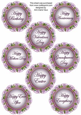 Lilac Bouquet Doily Happy Everything! Mix Sentiment Sheet