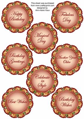 Red Tulips Doily Birthday Mix Sentiment Sheet