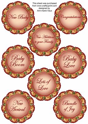 Red Tulips Doily New Baby Mix Sentiment Sheet