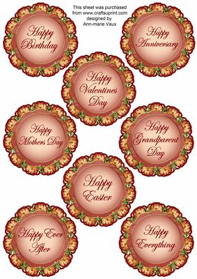 Red Tulips Doily Happy Everything! Mix Sentiment Sheet