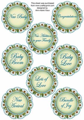 Teal Daisies Doily New Baby Mix Sentiment Sheet