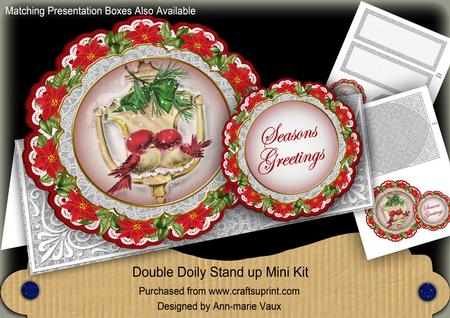 Lovebirds Christmas Double Doily Card Mini Kit