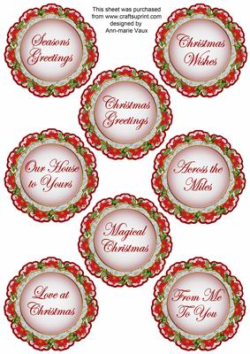 Lovebirds Lace Doily Christmas Sentiment Sheet
