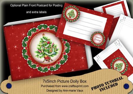 Tree Red Christmas Ddoily 7x5in Presentation Box Mini Kit
