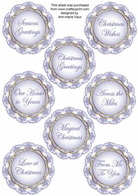 Blue Robin Doily Christmas Sentiment Sheet