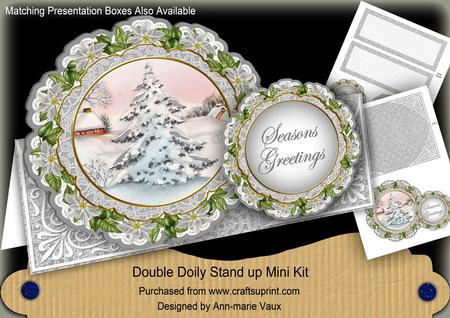 Snow Tree Christmas Double Doily Card Mini Kit