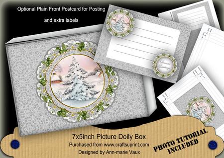 Snow Tree Christmas Ddoily 7x5in Presentation Box Mini Kit