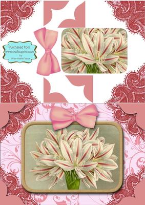Amarylis A5 Decoupage Card Front Step by Step